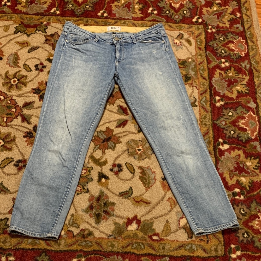 Paige Kylie Crop Light Blue Straight Leg Jeans 30/26